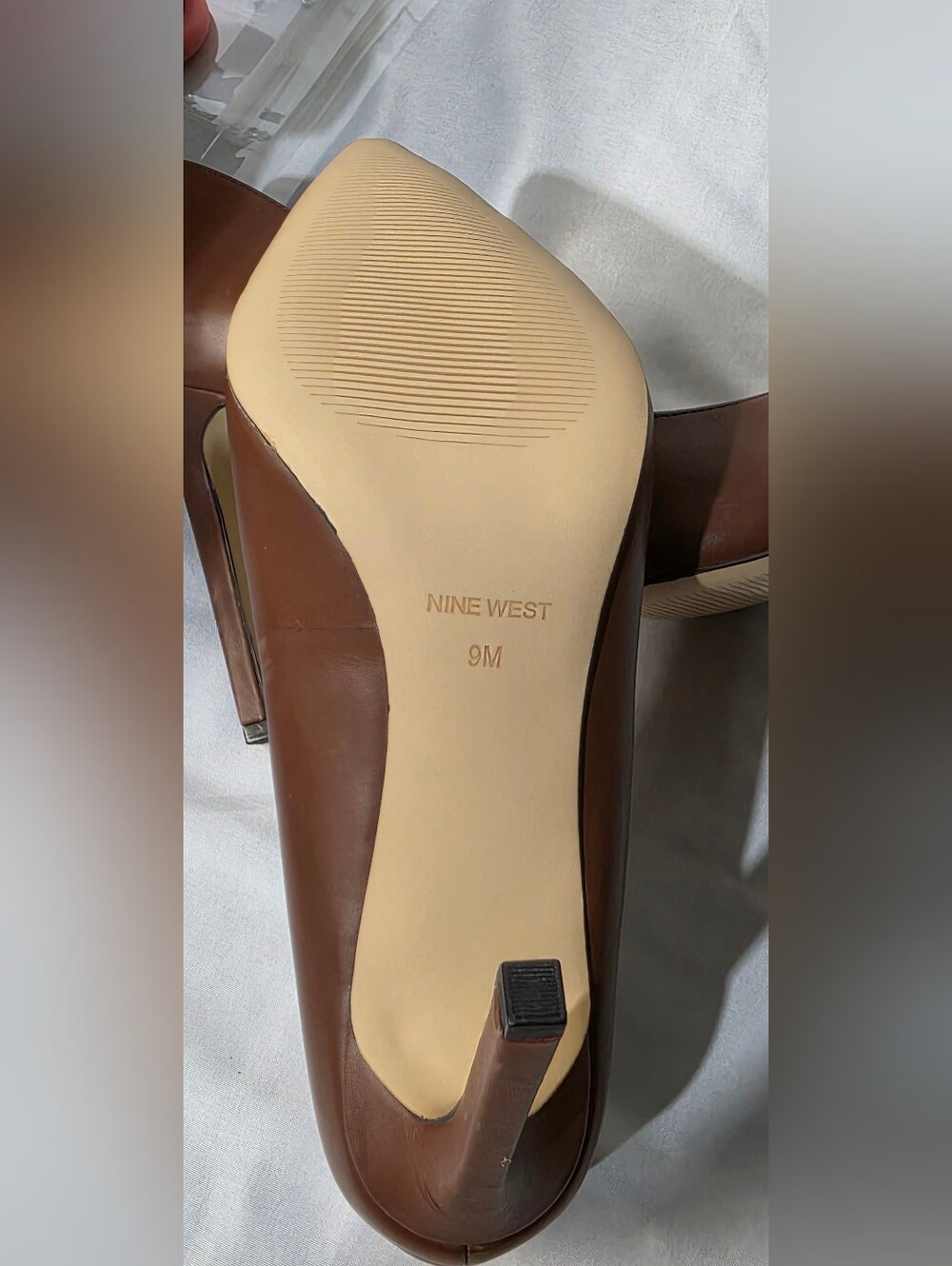 Nine West Tatiana Brown Pointed-Toe Leather Stiletto Pump Size 9 New In Box - Picture 10 of 12